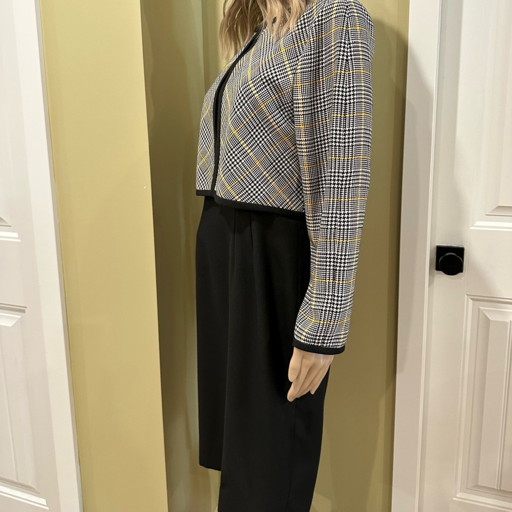 Vintage Leslie Fay Black and White Houndstooth Jacket Dress
